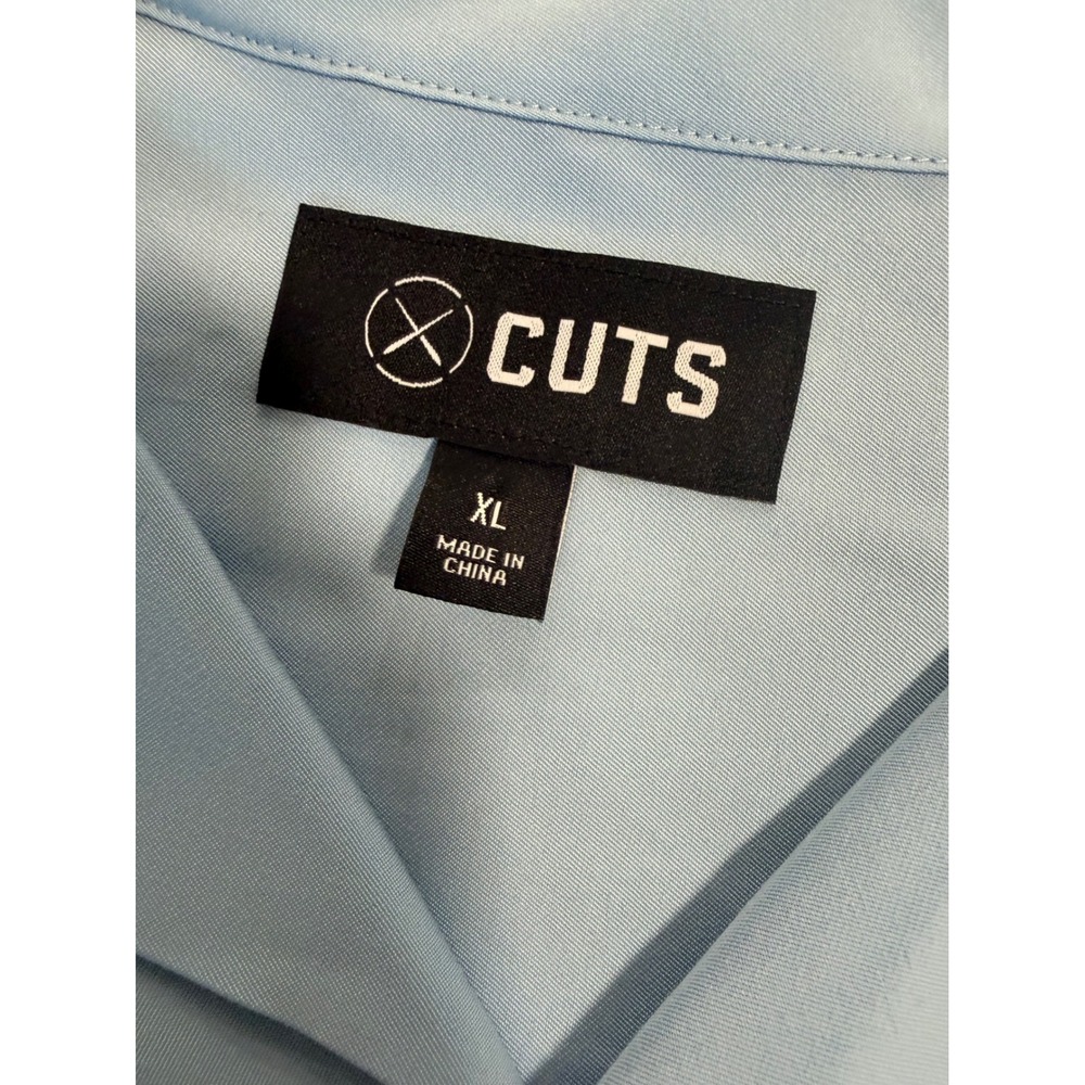 Cuts Clothing Mens XL Light Blue Short Sleeve Camp Collar Button Down Shirt - Picture 3 of 10